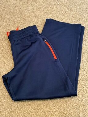 Champion Navy Sweatpants with Orange Zip Detail